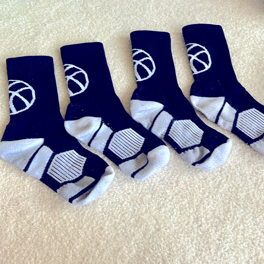 2 pairs of black youth basketball socks